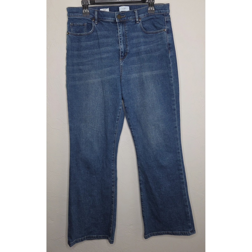 LOFT Outlet Jeans Women's Size 12 Blue High Rise Flare Denim Jeans Stretch Pants